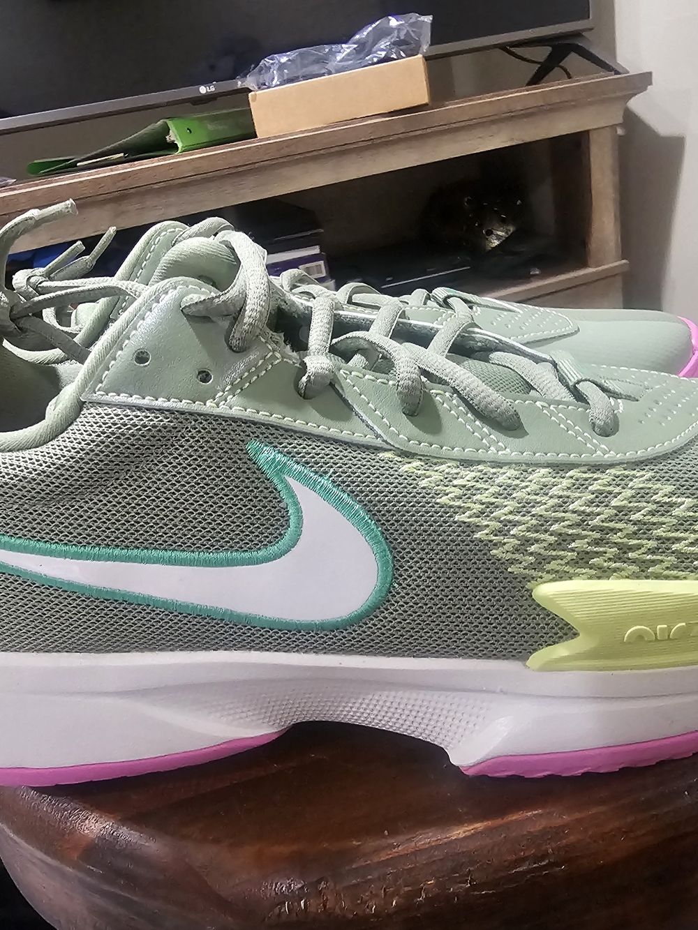 Nike Mint Green Athletic Sneakers with Pink Accents